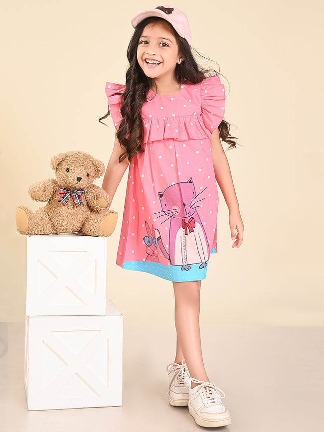 Cat & Mouse Printed Ruffle Fit  Flare Dress