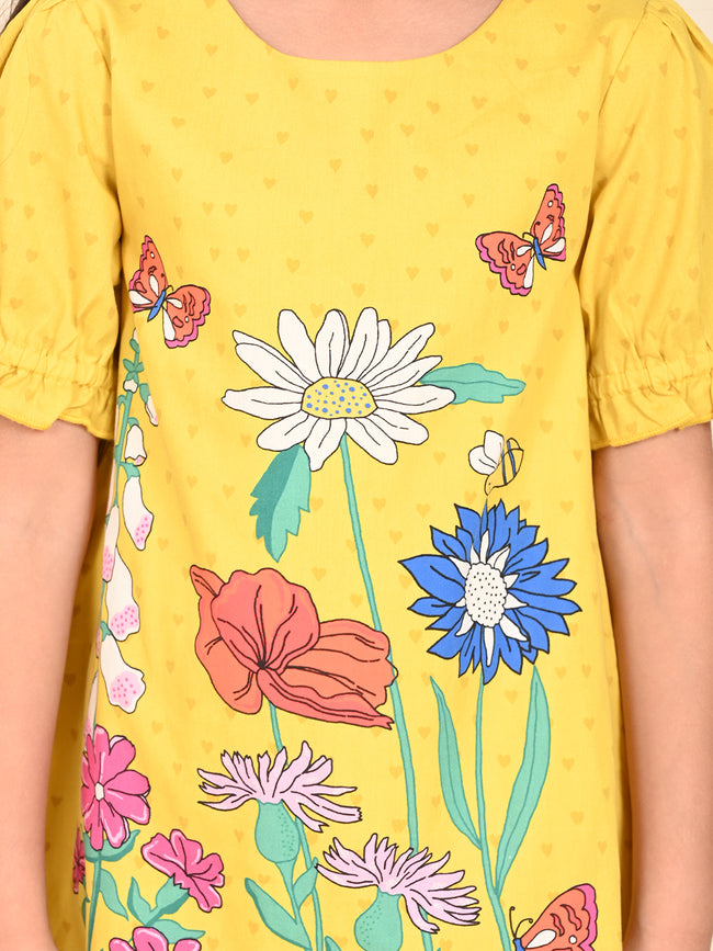 Floral Printed Knee Length Dropwaist Dress