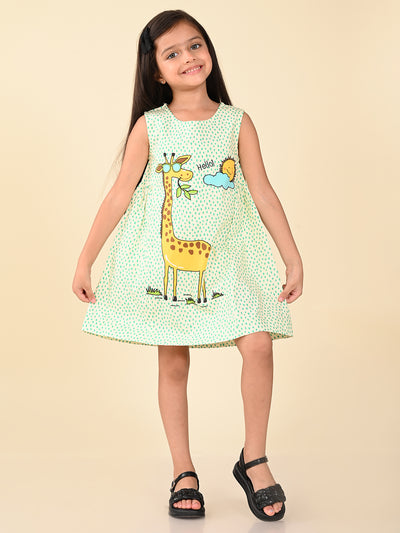 Giraffe Printed Sleeveless Fit n Flare Dress