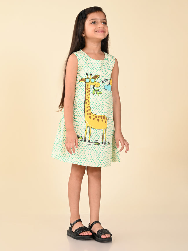 Giraffe Printed Sleeveless Fit n Flare Dress