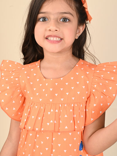 Hippo Printed Ruffle Fit  Flare Dress