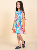 Floral Printed Sleeveless Fit n Flare Bow Dress