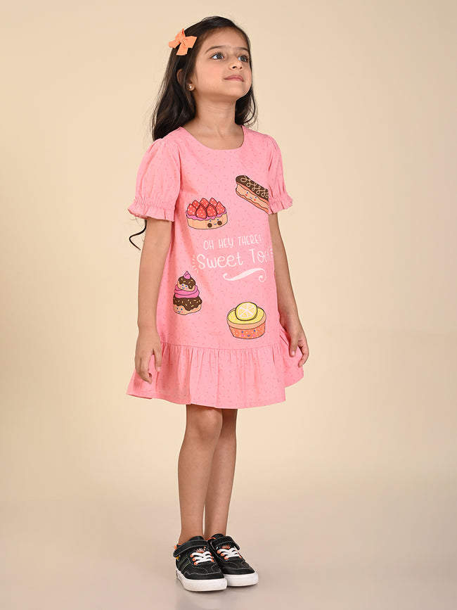 Junkfood Printed Knee Length Dropwaist Dress