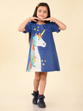 Unicorn PrinteUnicorn Printed Knee Length A-line Dressd Knee Length A-line Dress