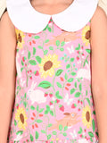 Floral Printed Sleeveless Peter Pan Collar Dropwaist Dress