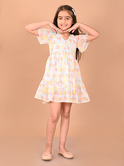 Lilpicks Fit & Flare Multi Colour Dress for Girls