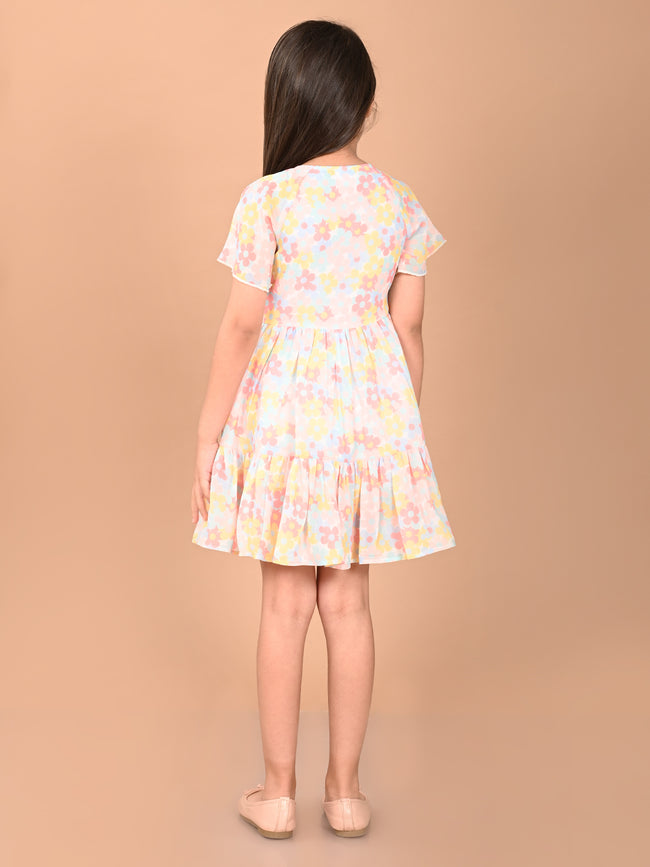 Lilpicks Fit & Flare Multi Colour Dress for Girls
