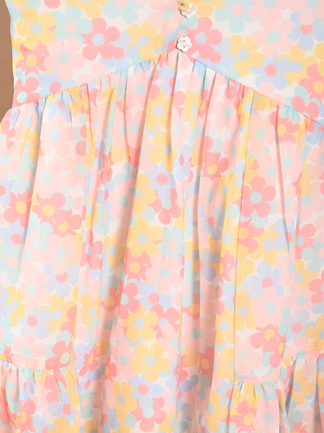 Lilpicks Fit & Flare Multi Colour Dress for Girls