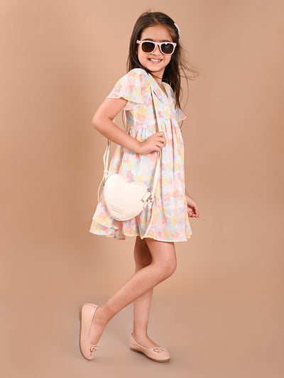 Lilpicks Fit & Flare Multi Colour Dress for Girls
