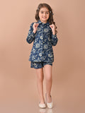 Floral Printed Full Sleeves Shirt Top with Shorts