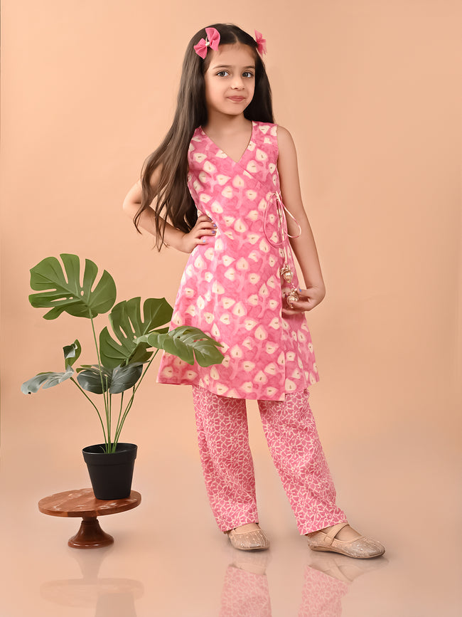 Ethnic Motif Printed Sleeveless Angrakha Kurta Palazzo Set
