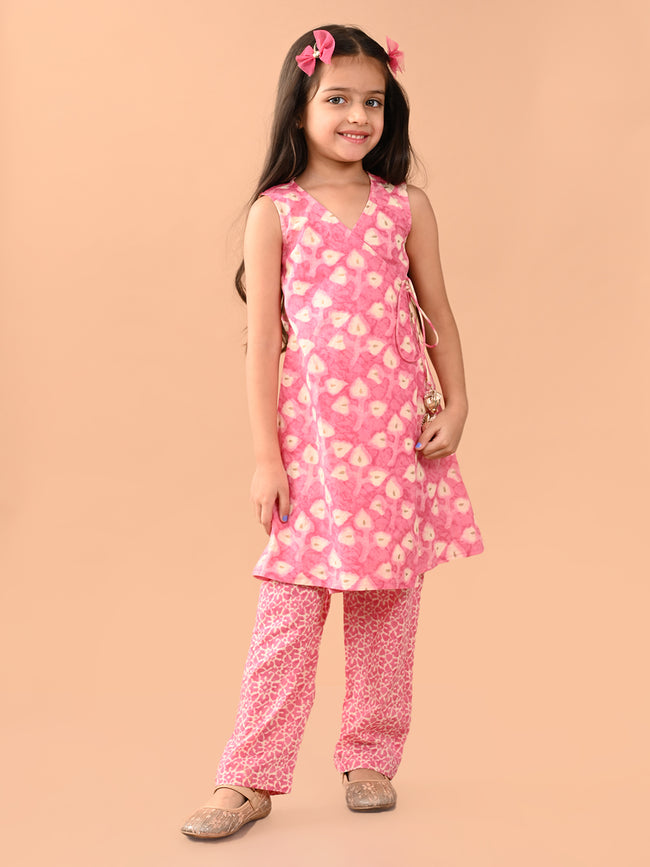 Ethnic Motif Printed Sleeveless Angrakha Kurta Palazzo Set