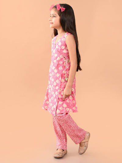 Ethnic Motif Printed Sleeveless Angrakha Kurta Palazzo Set