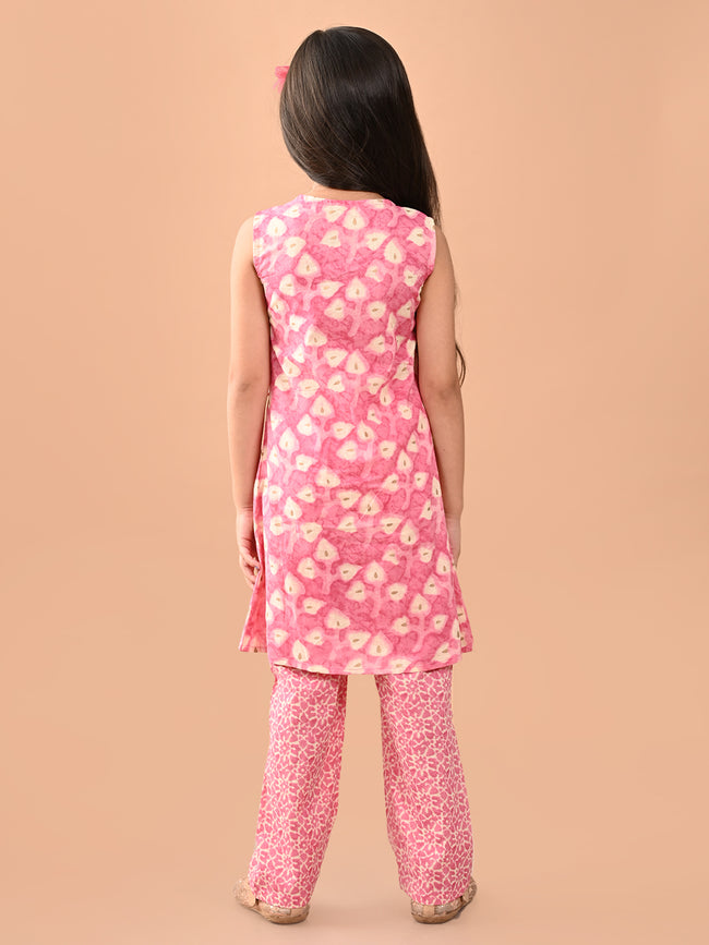 Ethnic Motif Printed Sleeveless Angrakha Kurta Palazzo Set