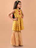 Ethnic Motif Printed Sleeveless Empire Kurta Sharara Set