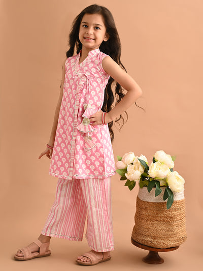 Ethnic Motif Printed Sleeveless Angrakha Kurta Palazzo Set