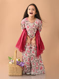 Floral Printed Gota Patti Embellished Empire Kurta Sharara Set with Dupatta