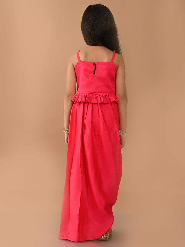 Embroidered Sleeveless Top with Stylish Dhoti Set