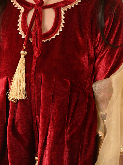 Gota Patti Embellished Empire Kurta Palazzo Set with Dupatta