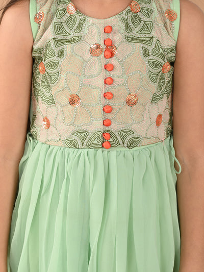 Zardozi Embellishment Sleeveless Empire Kurta Sharara Set