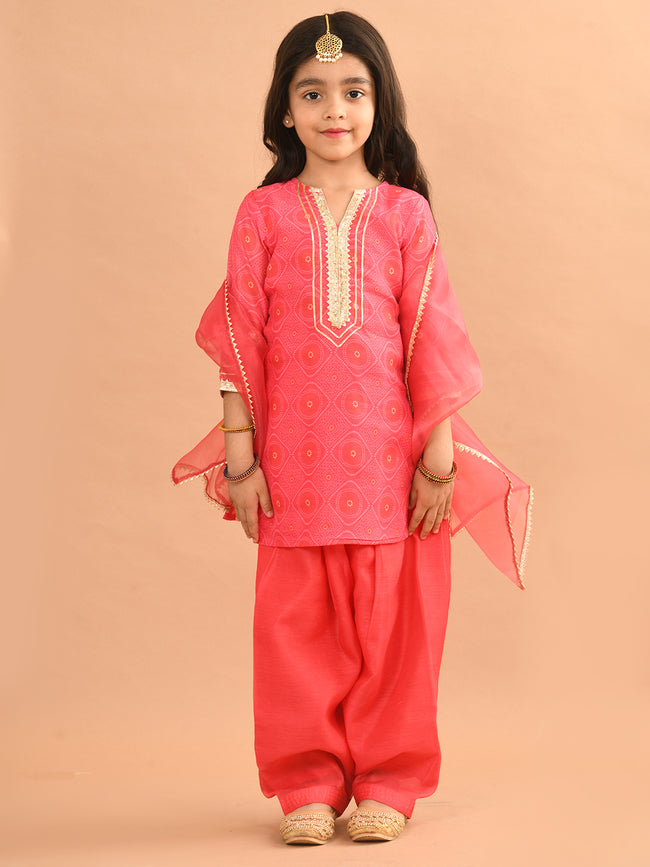 Ethnic Motif Printed Kurta Salwar Suit Set with Dupatta