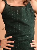 Sequin Embellished Sleeveless Straight Kurta Sharara Set