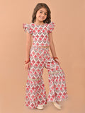 Ethnic Motif Printed Gota Patti Embellished Top Sharara Set