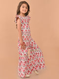 Ethnic Motif Printed Gota Patti Embellished Top Sharara Set