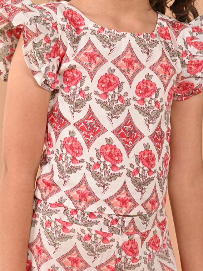 Ethnic Motif Printed Gota Patti Embellished Top Sharara Set