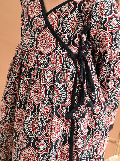 Ethnic Motif Printed Peplum Angrakha Kurta Palazzo Set