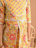 Ethnic Motif Printed Front Cut Straight Kurta Sharara Set