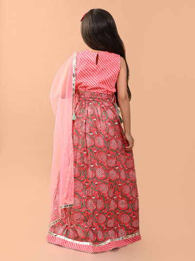 Ethnic Motif Printed Gota Patti Embellished Lehenga Choli Set with Dupatta