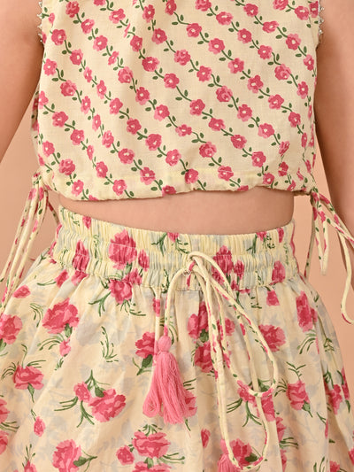 Floral Printed Gota Patti Embellished Lehenga Choli Set with Dupatta