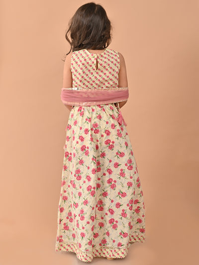 Floral Printed Gota Patti Embellished Lehenga Choli Set with Dupatta