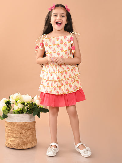 Ethnic Motif Printed Sleeveless Dropwaist Layered Dress