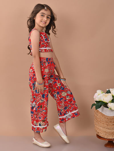 Ethnic Motif Printed Sleeveless Top Palazzo Set