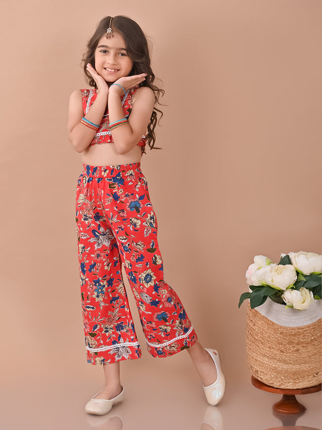 Ethnic Motif Printed Sleeveless Top Palazzo Set