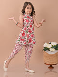 Ethnic Motif Printed Sleeveless Empire Kurta with Dhoti Pant Set