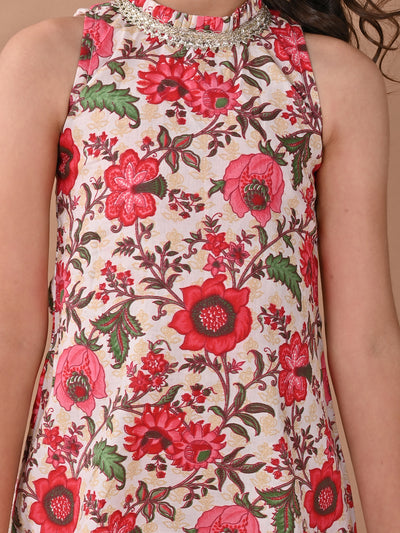 Ethnic Motif Printed Sleeveless Empire Kurta with Dhoti Pant Set