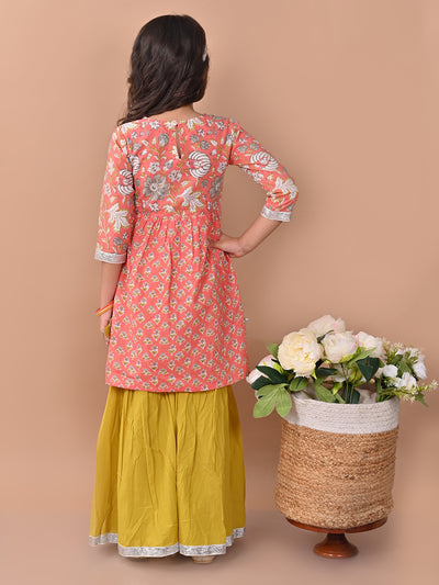 Printed Gota Patti Embellished Empire Kurta Sharara Set