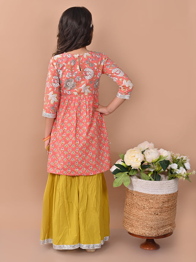 Printed Gota Patti Embellished Empire Kurta Sharara Set