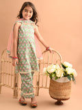 Ethnic Motif Printed Sleeveless Straight Kurta Palazzo Set with Dupatta