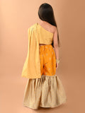 Stylish One Shoulder Top with Attached Dupatta & Sharara Set