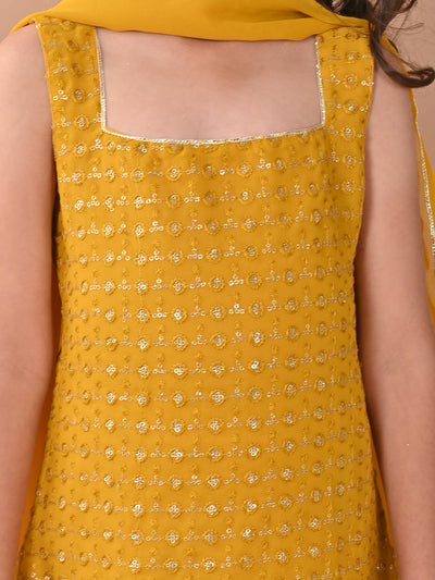 Sequin Embellished Sleeveless Kurta Sharara Set with Dupatta