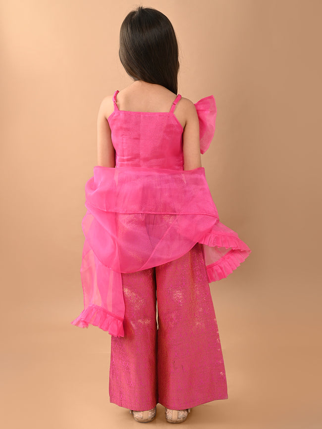 Stylish Sleeveless Top Palazzo Set with Dupatta Set