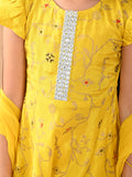 Ethnic Printed Low to High Kurta with Dhoti Pant & Dupatta Set