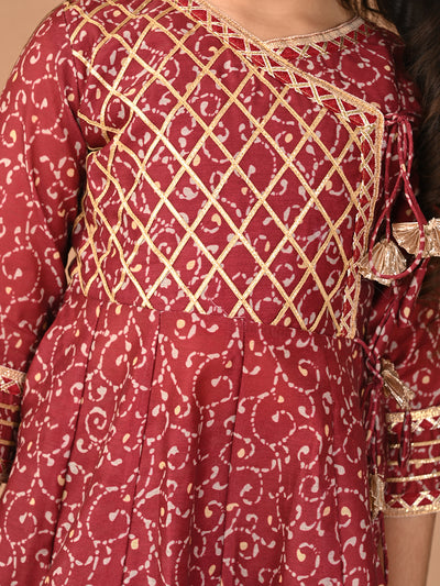 Ethnic Motif Printed Gota Patti Embellishment Angrakha Kurta Palazzo Set