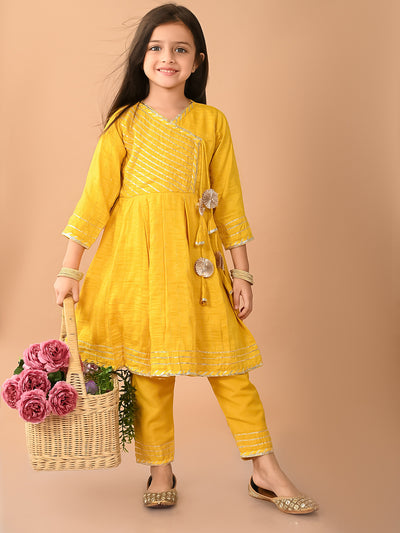 Gota Patti Embellished Angrakha Empire Kurta with Palazzo Set