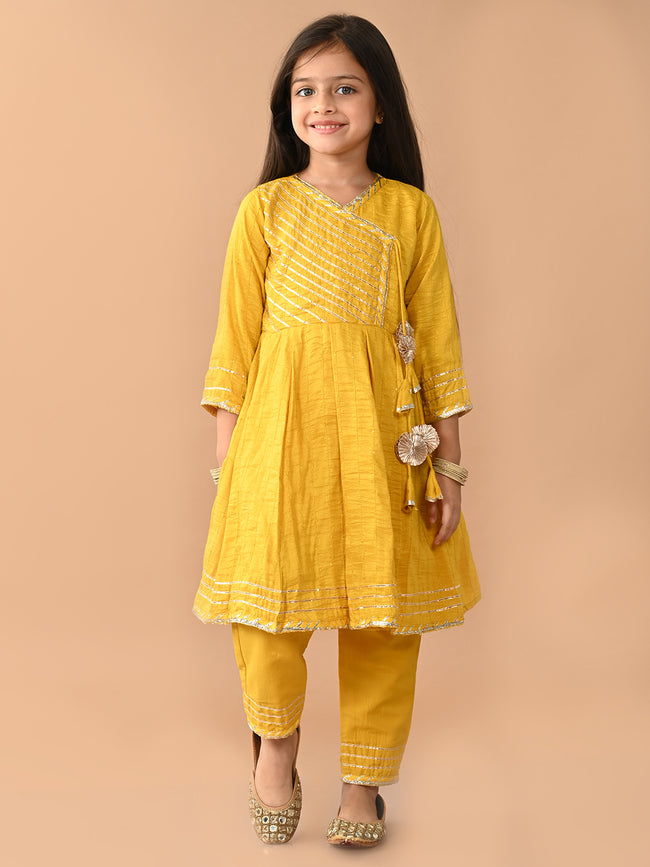 Gota Patti Embellished Angrakha Empire Kurta with Palazzo Set
