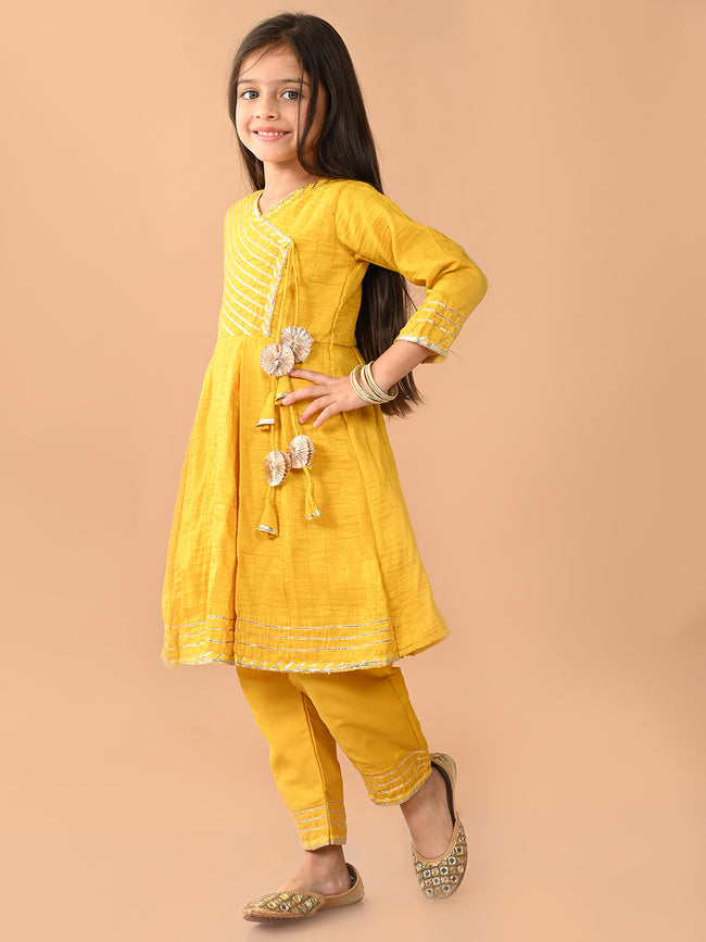 Gota Patti Embellished Angrakha Empire Kurta with Palazzo Set